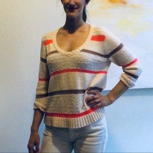 J Crew Neon Stripe Knit Oversize Sweater